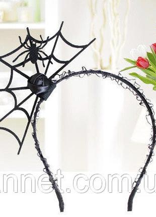 Ободок для Хэллоуина черный - размер паутины 14*7см