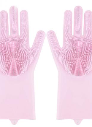 Силиконовые перчатки Magic Silicone Gloves Pink для уборки чис...