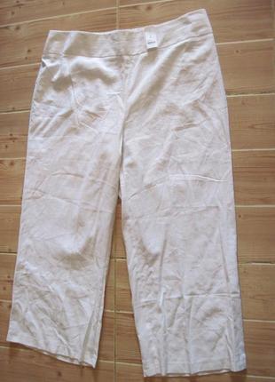 Новые белые брюки "ewans" р. 58 пояс-резинка лен 54% невысокий...