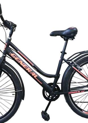 Велосипед 26 General City black (6 sp) чорно-помаранч. ТМ GENERAL