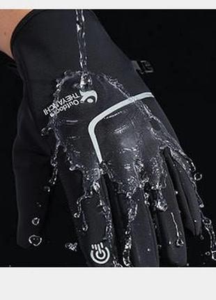 Молодежные теплые непромокаемые перчатки варежки сенсорные
