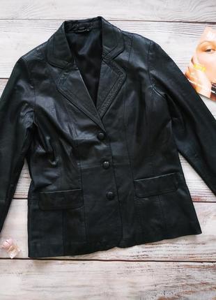 Жакет пиджак из кожи черного цвета