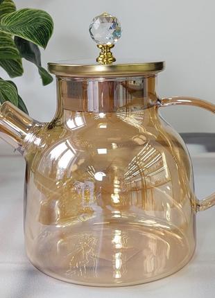 Чайник заварочный стеклянный Olens "Золотая жемчужина" 1,5 л 1...