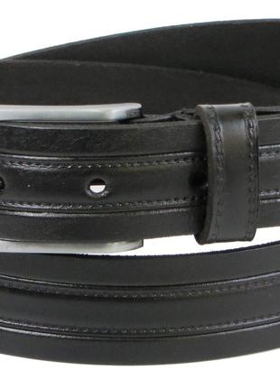 Мужской кожаный ремень под брюки Skipper черный 3,3 см