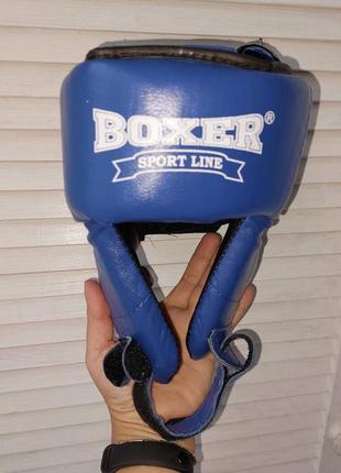 Шлем боксерский boxer м кожа синий