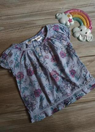 Блуза в цветы с прошвой идеал h&m 2-3г