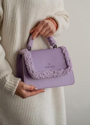 Жіноча сумка сумочка фіолетова сумка фіолетовий клатч з хутром