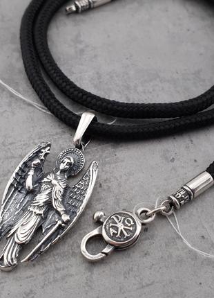 Шелковый шнурок с серебром и кулоном Ангел 925 пробы, шелковый...