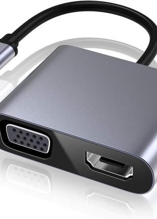 4в1 Type-C для ноутбука: HDMI+VGA+USB 3.0+USB-C | Ammtoo USBAD41
