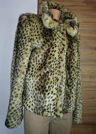 Женская леопардовая шуба искусственный мех размер 14 debenhass