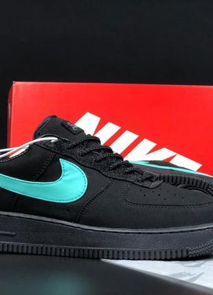 Nike air force 1 low tiffany кроссовки женские замшевые черные...