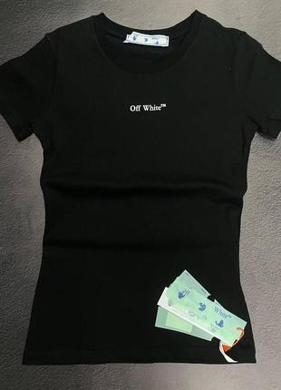 Женская футболка off white в черном цвете