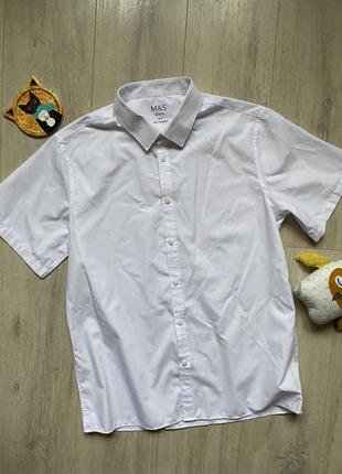 Белая рубашка шведка короткий рукав marks &amp; spencer