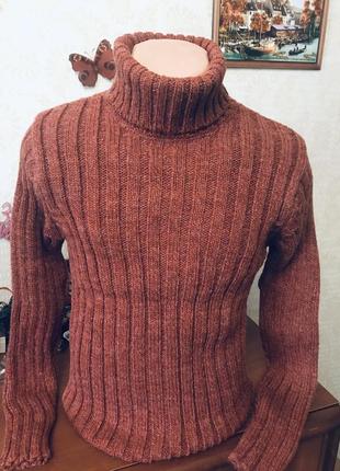 Теплий светр під горло, рубчик 46-48