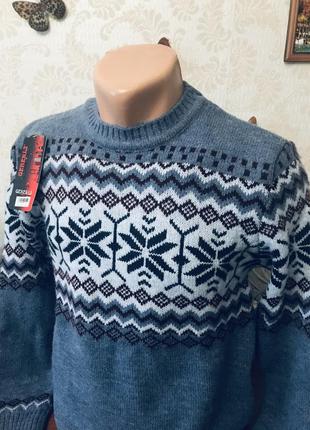 Теплий светр, візерунок сніжинки❄️розмір м 46-48