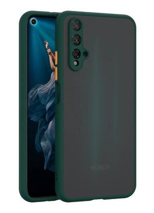 Противоударный чехол бампер для Huawei Nova 5T зеленый матовый