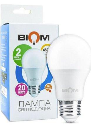 Світлодіодна лампа biom bt-520 a80 20w e27 4500k матова