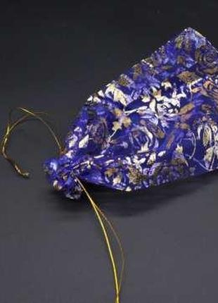 Подарочные мешочки из органзы упаковочные оптом Цвет синяя роз...