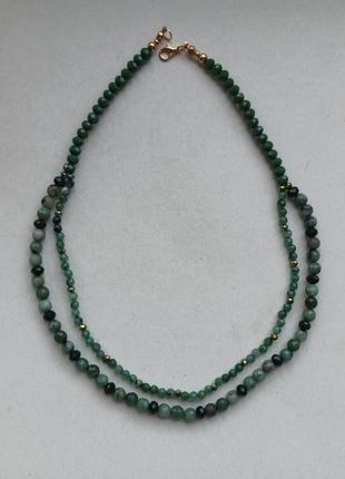Двухрядное ожерелье граненный агат 3-6 мм натуральный камень 4...