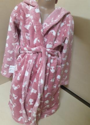 Махровий плюшевий халат для дівчинки підлітка рожевий128 134 1...