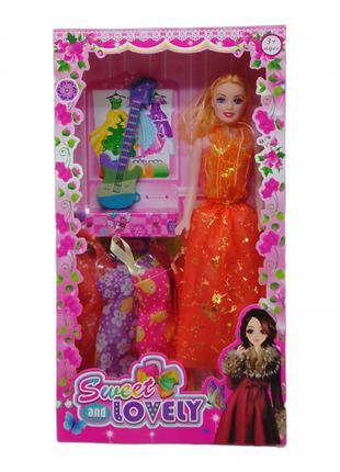 Кукла с набором одежды "Sweet and lovely", оранжевое платье