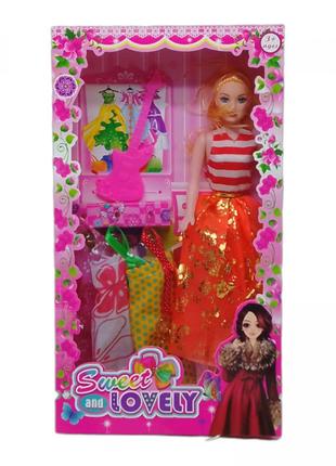 Кукла с набором одежды "Sweet and lovely", оранжевая юбка вид1