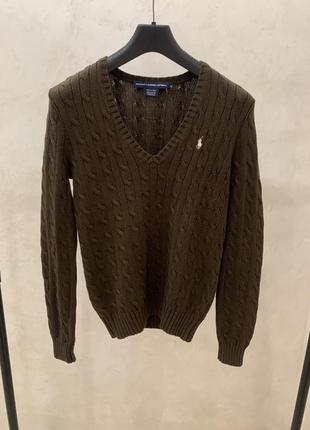 Polo ralph lauren женский вязаный свитер джемпер коричневый