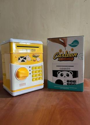 Копилка сейф детская интерактивная игрушка желтая корова с код...