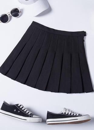 Юбка с шортиками черная 6501 классическая плиссе юбочка высока...