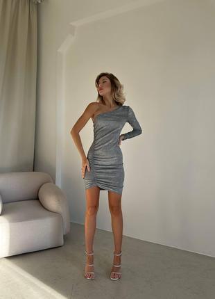 Женское нарядное платье цвет серебро р.42/44 447402