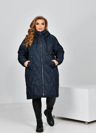 Женская теплая курточка цвет синий р.54 447405
