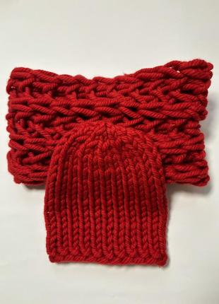 Набор: шапка в шарф-снуд жіночий