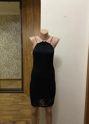 Базовое облегающее черное платье misguided размер 44-46