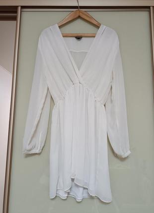 Воздушное легкое шифоновое молочное платье от top shop