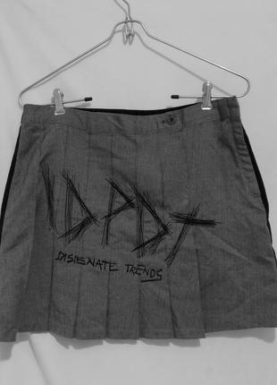 Юбка мини двухцветная серо-черная джинс "idpdt by authentic st...