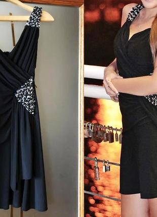 Женское вечернее черное платье без рукавов размер s
