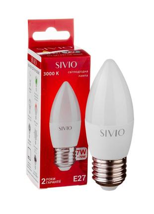 LED лампа Е27 С37 7W теплая белая 3000К SIVIO