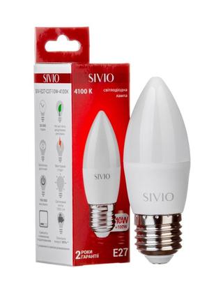 LED лампа Е27 С37 10W нейтральная белая 4100К SIVIO