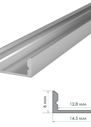 LED профиль ПФ-18 не анодированный накладной с рассеивателем (...