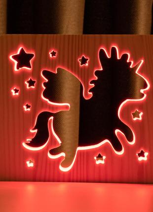 Светильник ночник ArtEco Light из дерева LED "Волшебный единор...