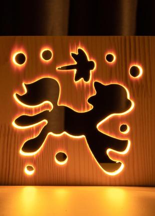 Светильник ночник ArtEco Light из дерева LED "Пони и стрекоза"...