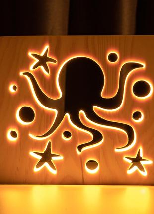 Светильник ночник ArtEco Light из дерева LED "Морской осьминог...