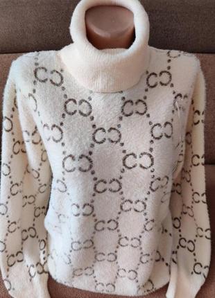 Теплый зимний молодежный свитер альпака 52-54 размера