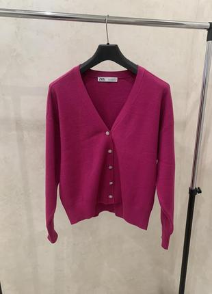 Кардиган свитер джемпер zara розовый женский