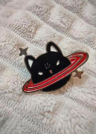 Пін значок брошка кішка прикраса сатурн на рюкзак