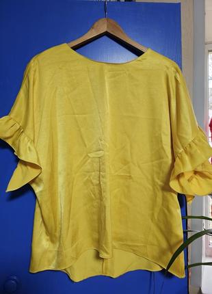 Невероятная желтая блуза с воланами, базовая праздничная блуза