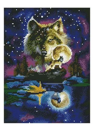 Алмазная мозаика "волк в лунном свете" ej1407, 40х30 см (masik...
