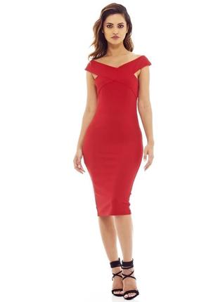 Круте червоне плаття ax paris cross front bodycon midi dress, s/m