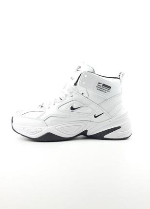 Nike m2k tekno высокие белые с черным кроссовки женские кожаны...