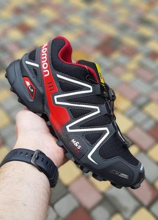 Salom0n speedcross 3 чорні з червоним кросівки чоловічі саломо...